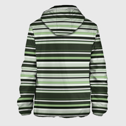 Куртка с принтом Горизонтальные зеленые  белые полосы для мужчины, вид сзади №1. Цвет основы: белый