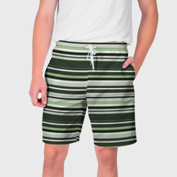 Горизонтальные зеленые  белые полосы – Мужские шорты 3D с принтом купить