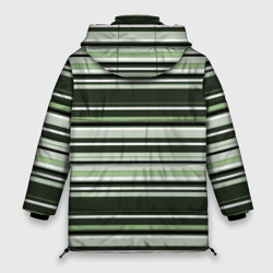 Куртка с принтом Горизонтальные зеленые  белые полосы для женщины, вид сзади №1. Цвет основы: черный