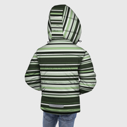 Куртка с принтом Горизонтальные зеленые  белые полосы для любого человека, вид сзади №2. Цвет основы: черный
