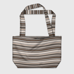 Горизонтальные коричневые бежевые  черные полосы – Пляжная сумка 3D с принтом купить