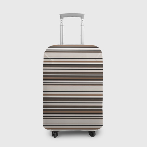 Чехол для чемодана с принтом Горизонтальные коричневые бежевые  черные полосы, вид спереди №1