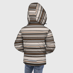 Куртка с принтом Горизонтальные коричневые бежевые  черные полосы для любого человека, вид сзади №2. Цвет основы: черный