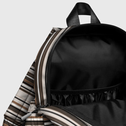 Рюкзак с принтом Горизонтальные коричневые бежевые  черные полосы для ребенка, вид на модели спереди №4. Цвет основы: белый