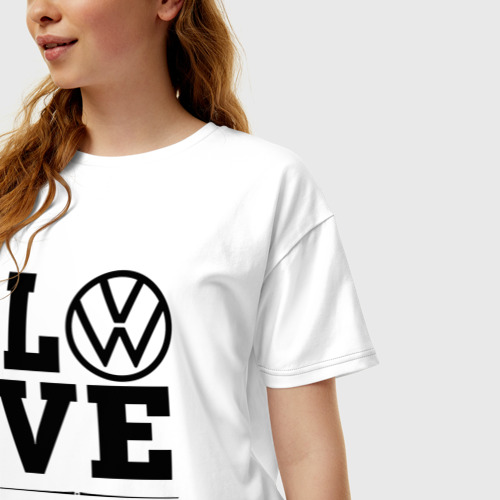 Женская футболка хлопок Oversize Volkswagen Love Classic, цвет белый - фото 3