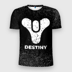 Мужская футболка 3D Slim Destiny с потертостями на темном фоне