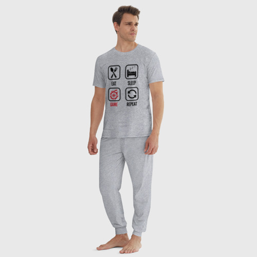 Мужская пижама хлопок с принтом Eat - Sleep - Final Fantasy - Repeat, вид сбоку #3