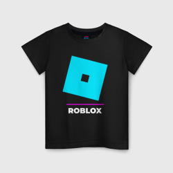 Детская футболка хлопок Символ Roblox в неоновых цветах