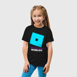 Детская футболка хлопок Символ Roblox в неоновых цветах - фото 2