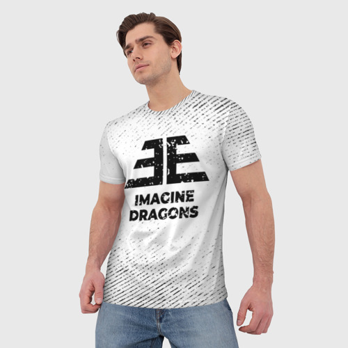 Мужская футболка 3D Imagine Dragons с потертостями на светлом фоне, цвет 3D печать - фото 3