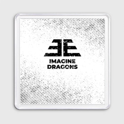 Магнит 55*55 Imagine Dragons с потертостями на светлом фоне