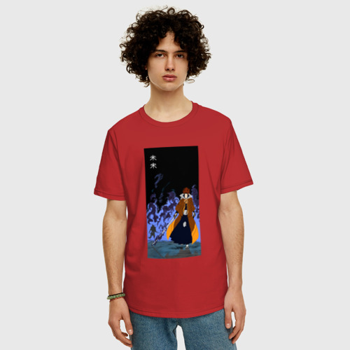 Мужская футболка хлопок Oversize Бенимару , цвет красный - фото 3