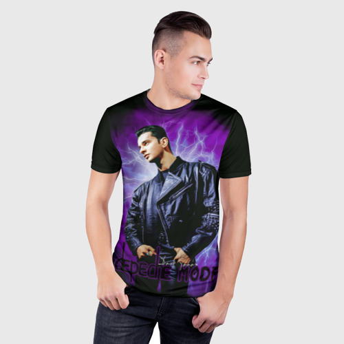 Мужская футболка 3D Slim с принтом Depeche Mode - Dave Gahan, фото на моделе #1
