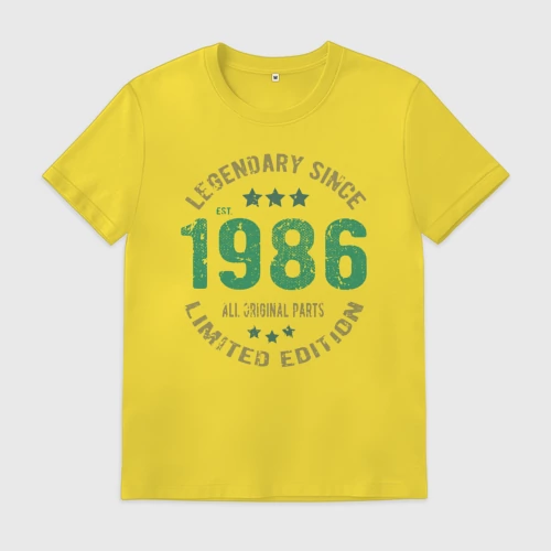 Мужская футболка хлопок с принтом Легенда с 1986 года, вид спереди #2