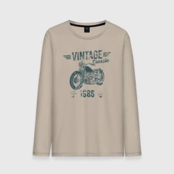 Мужской лонгслив хлопок Винтажная классика 1986 мотоцикл