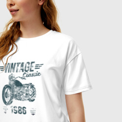 Женская футболка хлопок Oversize Винтажная классика 1986 мотоцикл - фото 2