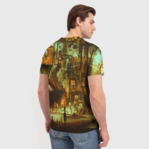 Мужская футболка 3D с принтом Cool Steampunk painting, вид сзади #2