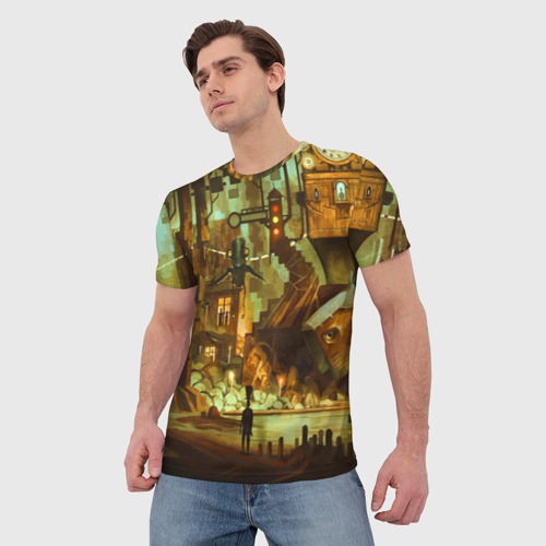Мужская футболка 3D с принтом Cool Steampunk painting, фото на моделе #1