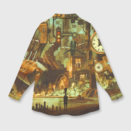 Мужская рубашка oversize 3D с принтом Cool Steampunk painting, вид сзади #1