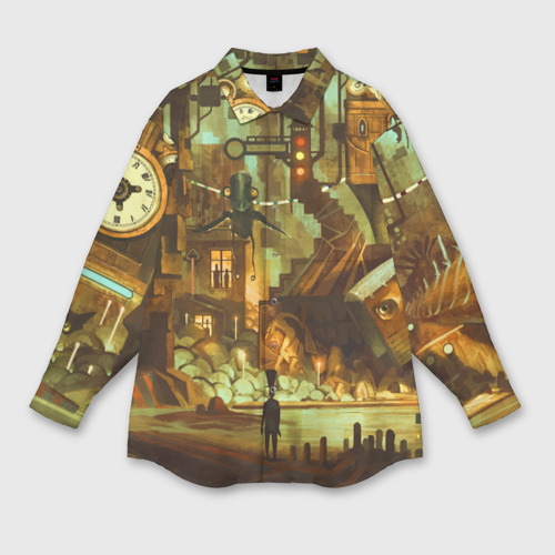 Мужская рубашка oversize 3D с принтом Cool Steampunk painting, вид спереди #2