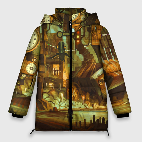 Женская зимняя куртка Oversize Cool Steampunk painting, цвет черный