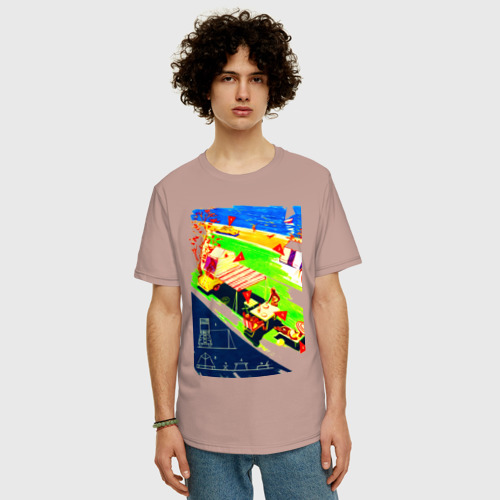 Мужская футболка хлопок Oversize с принтом Отпуск на море летом, фото на моделе #1