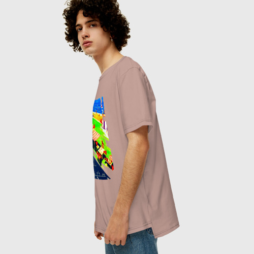 Мужская футболка хлопок Oversize с принтом Отпуск на море летом, вид сбоку #3