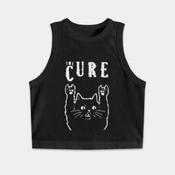 Женская укороченная майка-топ хлопок The Cure рок кот