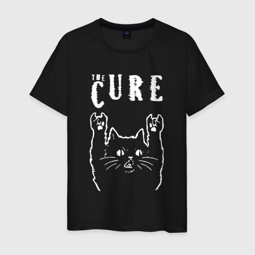 Мужская футболка хлопок The Cure рок кот, цвет черный