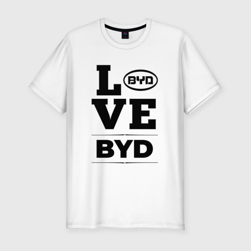 Мужская футболка хлопок Slim с принтом BYD Love Classic, вид спереди #2