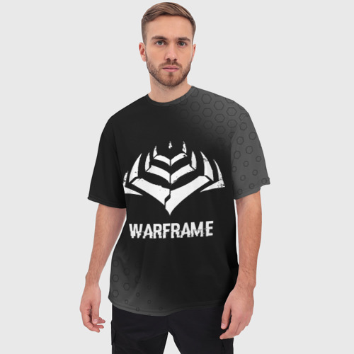 Мужская футболка oversize 3D Warframe Glitch - на темном фоне, цвет 3D печать - фото 3