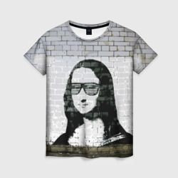 Женская футболка 3D Джоконда на стене в стиле граффити