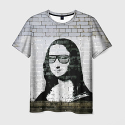 Джоконда на стене в стиле граффити – Мужская футболка 3D с принтом купить со скидкой в -23%