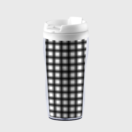 Термокружка-непроливайка Black and white trendy checkered pattern, цвет белый