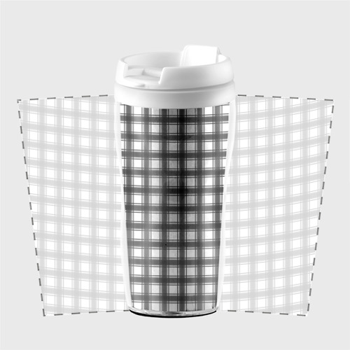 Термокружка-непроливайка Black and white trendy checkered pattern, цвет белый - фото 2