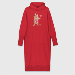 Платье удлиненное хлопок Рыжий котик дарит свою любовь