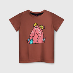 Детская футболка хлопок Розовая слоника со слонятами
