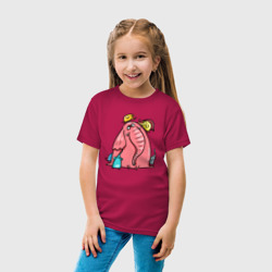Детская футболка хлопок Розовая слоника со слонятами - фото 2