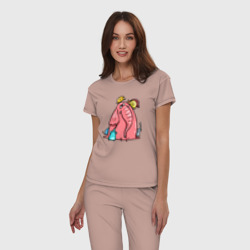 Женская пижама хлопок Розовая слоника со слонятами - фото 2