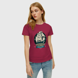 Женская футболка хлопок Большой пиратский корабль - фото 2