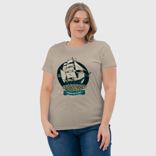 Женская футболка хлопок с принтом Большой пиратский корабль, фото #4