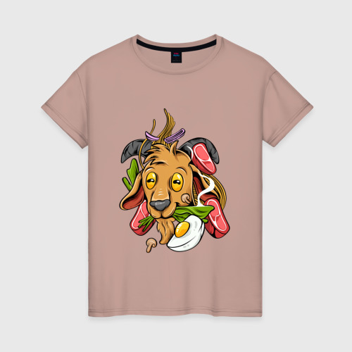 Женская футболка хлопок с принтом Бяшка повар, вид спереди #2