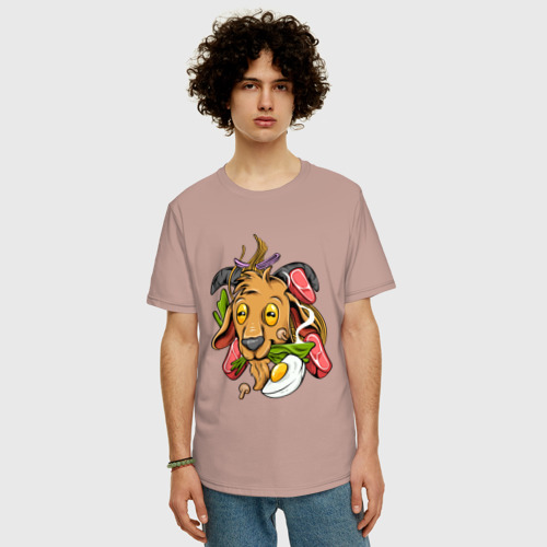 Мужская футболка хлопок Oversize с принтом Бяшка повар, фото на моделе #1