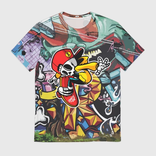 Мужская футболка 3D с принтом Cool skater, вид спереди #2