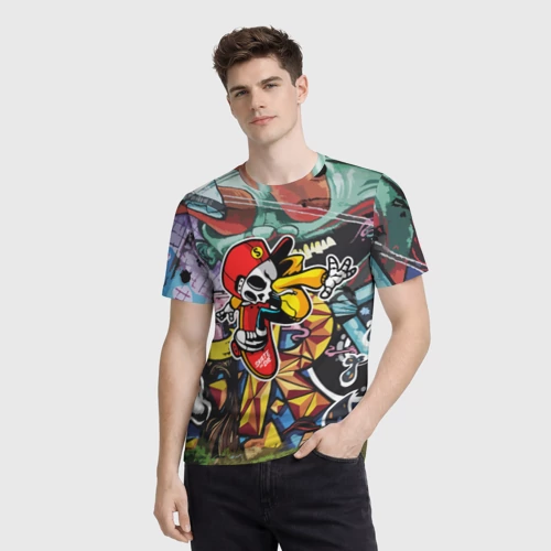 Мужская футболка 3D с принтом Cool skater, фото на моделе #1