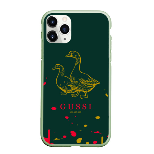 Чехол для iPhone 11 Pro матовый Gucci - ga ga ga - краска, цвет салатовый