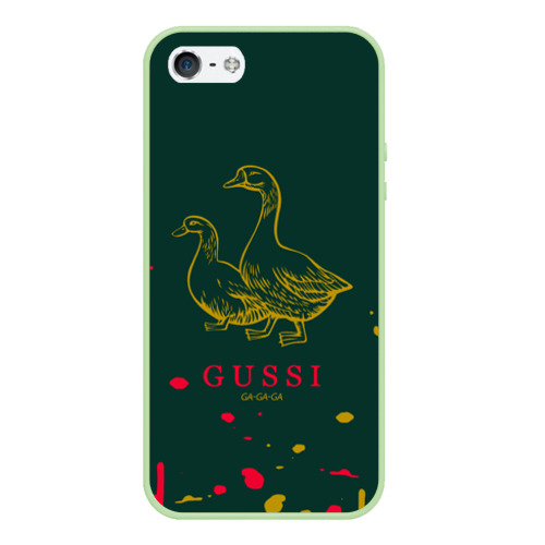 Чехол для iPhone 5/5S матовый Gucci - ga ga ga - краска, цвет салатовый
