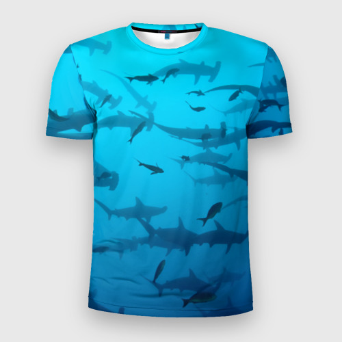 Мужская футболка 3D Slim Акулы - океан, цвет 3D печать