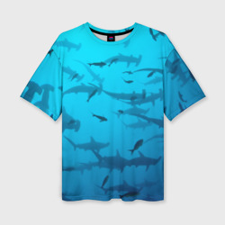 Женская футболка oversize 3D Акулы - океан