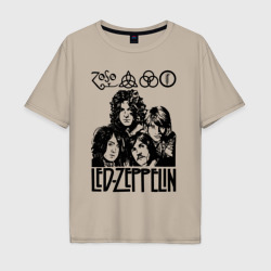 Мужская футболка хлопок Oversize Led Zeppelin Black